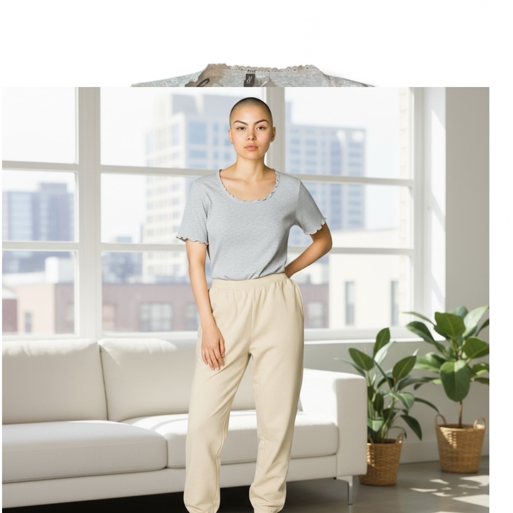 Divided Light Gray Scalloped Top